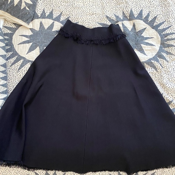 A.L.C. Black Fringe Heavy Knit Stretch Circle Midi Skirt XS - Picture 2 of 7